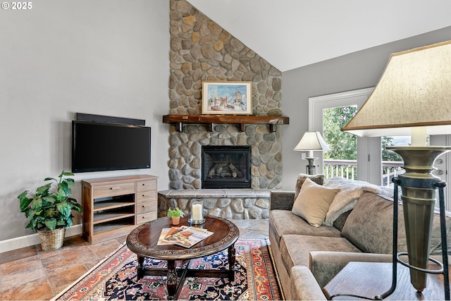 380 Mountaingate Dr, Springfield, OR 97478 - living room with a fireplace and high vaulted ceiling