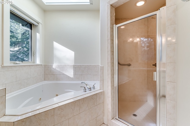 bathroom with plus walk in shower