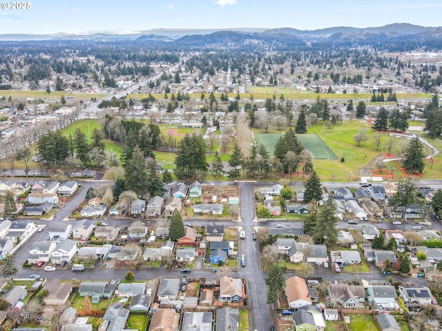 bird's eye view with a mountain view