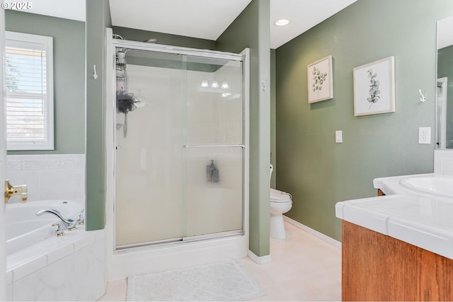 4870 Dorrance Loop NE, Salem, OR 97305 - full bathroom featuring vanity, a shower stall, and a bath