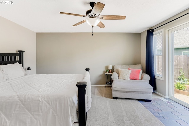 4870 Dorrance Loop NE, Salem, OR 97305 - bedroom featuring a ceiling fan and access to outside