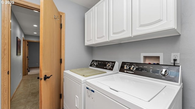 35130 Ponderosa Loop, Manzanita, OR 97130 - laundry area with separate washer and dryer, cabinet space, light tile patterned floors, and recessed lighting