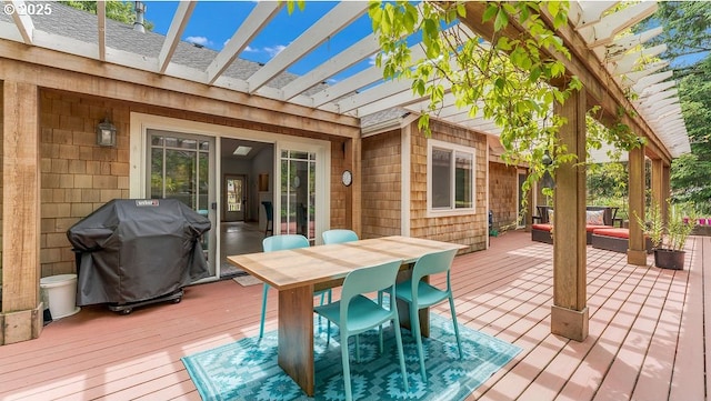 35130 Ponderosa Loop, Manzanita, OR 97130 - wooden deck with a pergola, area for grilling, outdoor dining space, and an outdoor living space