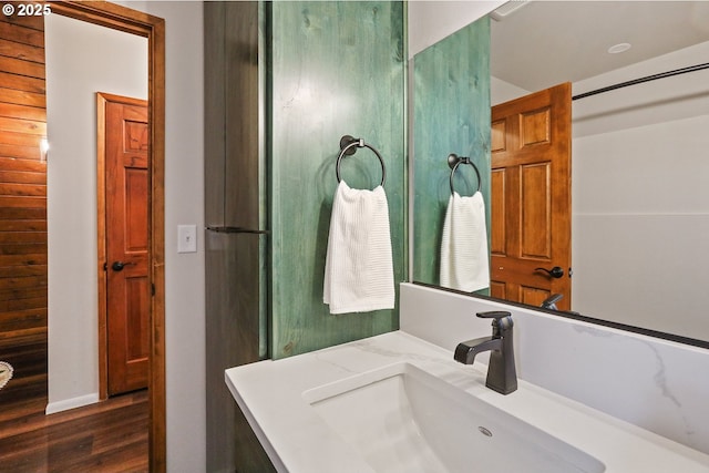 10056 Beach Dr, Birkenfeld, OR 97016 - bathroom with wood finished floors and vanity