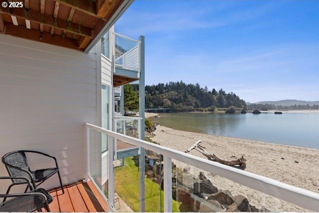 balcony with a water view