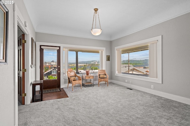 406 W C St, Rainier, OR 97048 - sitting room featuring carpet floors and baseboards