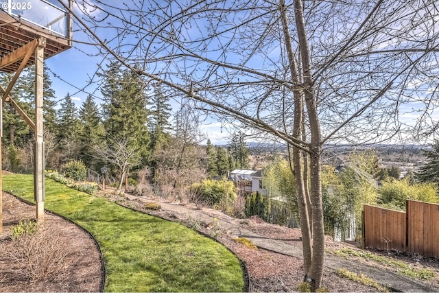 view of yard with fence