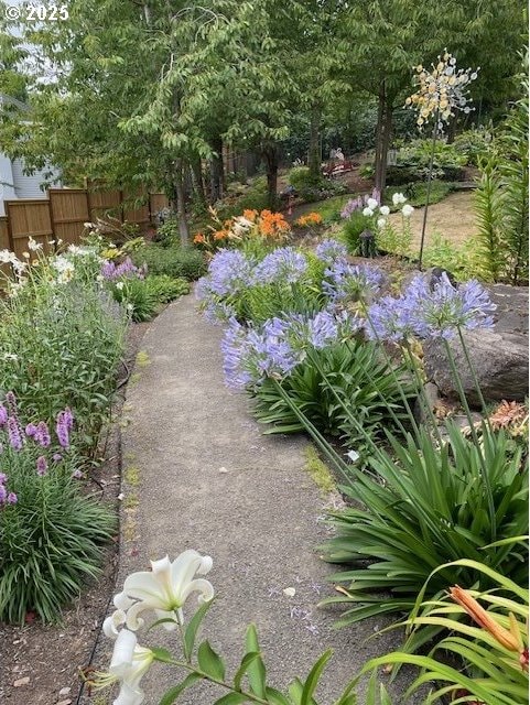 view of yard featuring fence