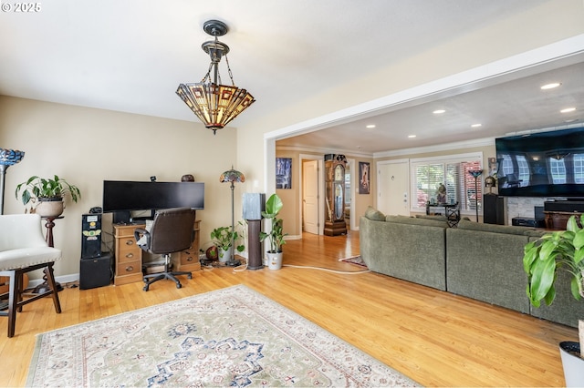 5200 SW Scholls Ferry Rd, Portland, OR 97225 - home office with recessed lighting, ornamental molding, and wood finished floors