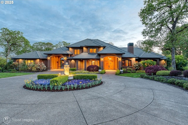 view of prairie-style home