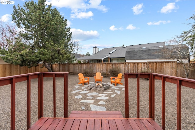 wooden terrace featuring a fenced backyard