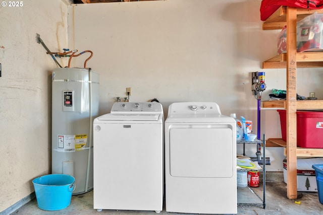 1588 20th St, Florence, OR 97439 - washroom with electric water heater and washer and clothes dryer
