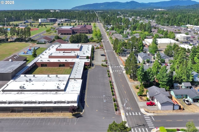 1588 20th St, Florence, OR 97439 - aerial view of residential area featuring a mountain backdrop and a forest