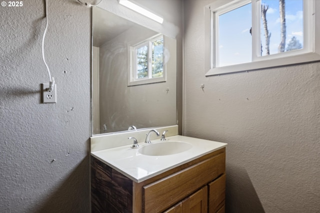 254 Humphrey Addition Rd, Glendale, OR 97442 - bathroom with vanity and a textured wall