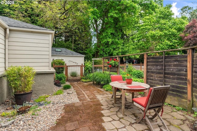 view of patio / terrace with fence and outdoor dining space