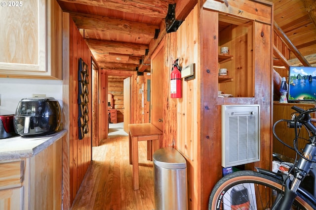 31975 Berlin Rd, Lebanon, OR 97355 - hall featuring beam ceiling, wooden ceiling, and hardwood / wood-style flooring