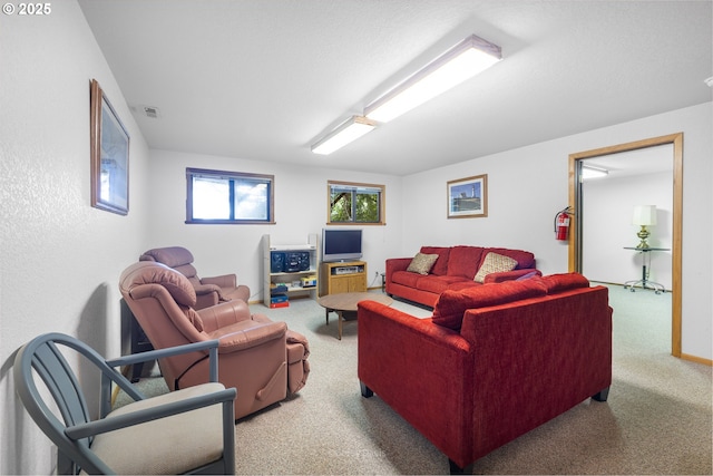 living room with carpet