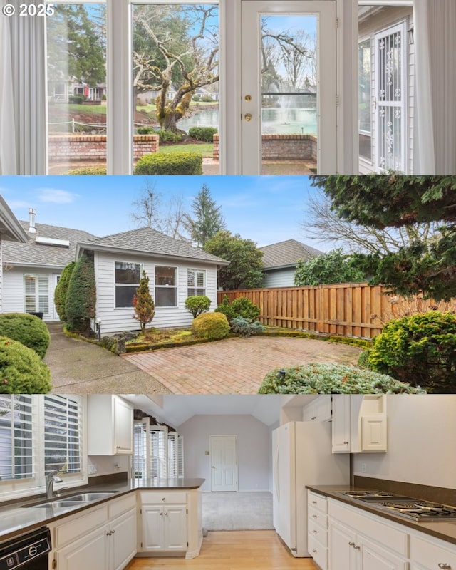 view of patio / terrace with exterior kitchen, fence, and a sink