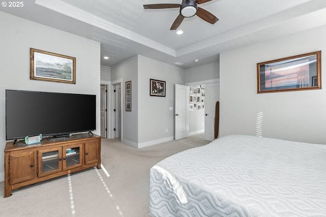 16949 SW Appledale Rd, Beaverton, OR 97007 - bedroom featuring light carpet, recessed lighting, and a raised ceiling