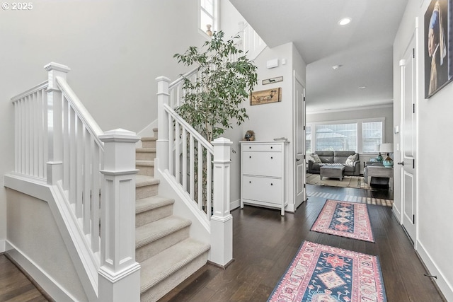 16949 SW Appledale Rd, Beaverton, OR 97007 - staircase with hardwood / wood-style flooring and recessed lighting