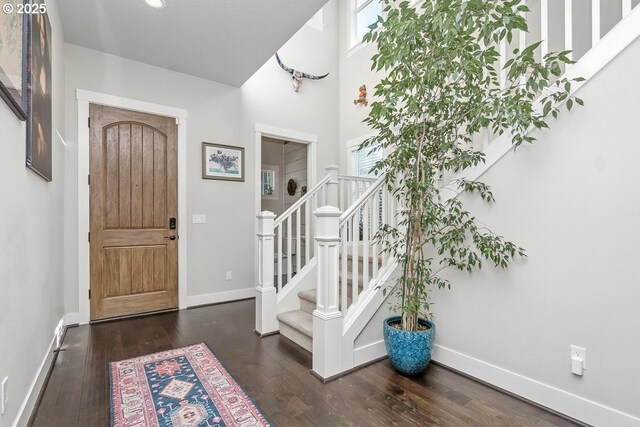 16949 SW Appledale Rd, Beaverton, OR 97007 - entryway with wood finished floors and stairway