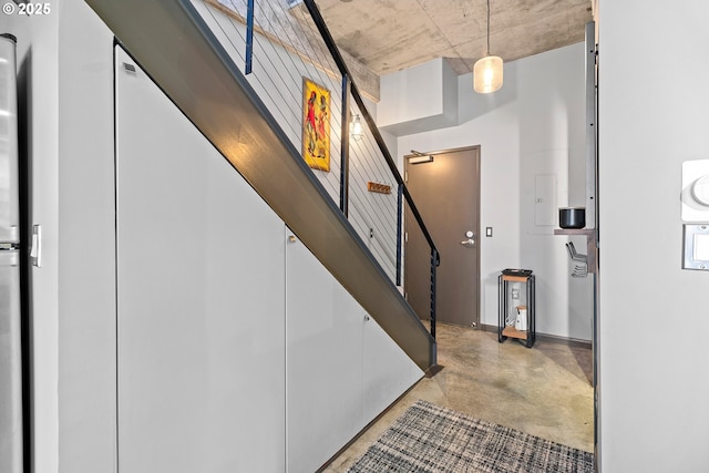 interior space featuring concrete floors