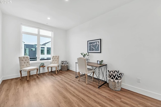 office area with light wood-type flooring