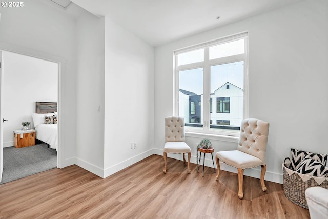 sitting room with light wood-type flooring