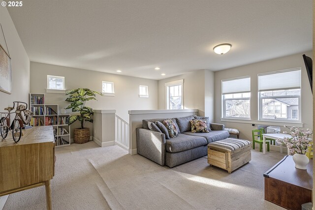 carpeted living room with a wealth of natural light