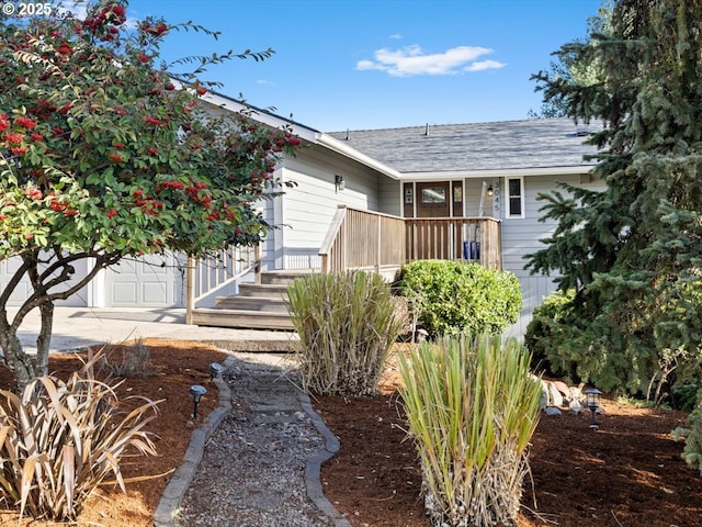 exterior space with a garage