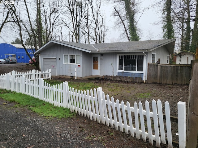 single story home with a garage