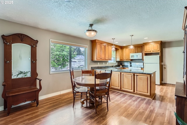 157 NE 11th Dr, Hillsboro, OR 97124 - dining space with light wood finished floors, baseboards, a textured ceiling, and recessed lighting