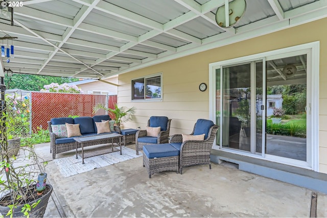157 NE 11th Dr, Hillsboro, OR 97124 - view of patio / terrace with an outdoor living space and fence