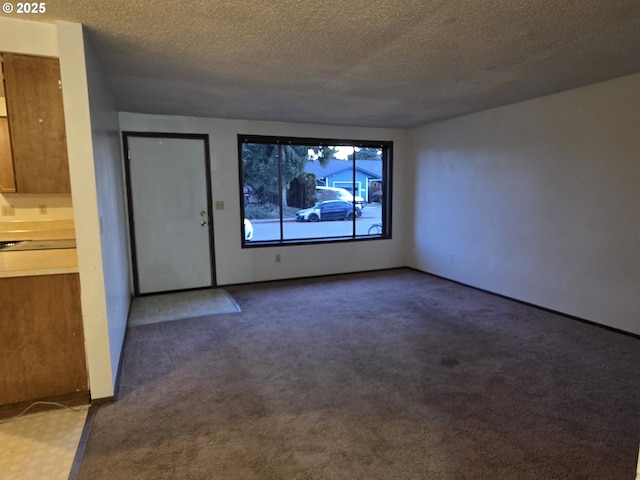 empty room featuring carpet floors and a textured ceiling