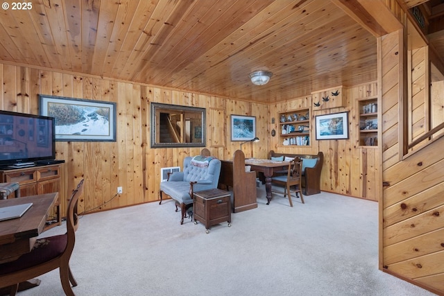 4345 Salem Ave, Neskowin, OR 97149 - office space with carpet floors, wooden walls, and wooden ceiling