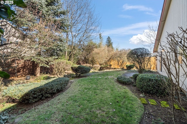 view of yard featuring fence