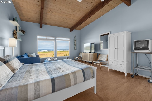 2316 Beach Dr Unit 157, Seaside, OR 97138 - bedroom with wood finished floors and wood ceiling