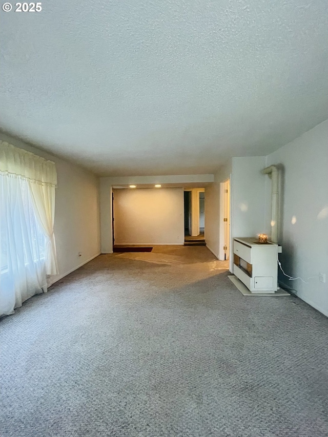 interior space with a textured ceiling