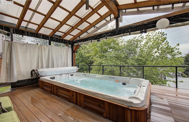 688 53rd St, Washougal, WA 98671 - wooden deck with a covered hot tub
