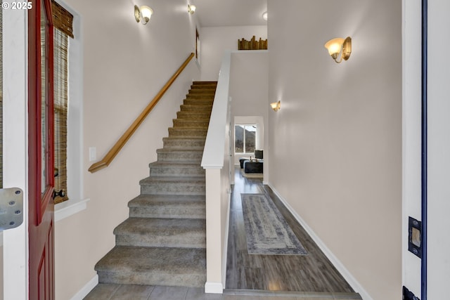 stairs with baseboards