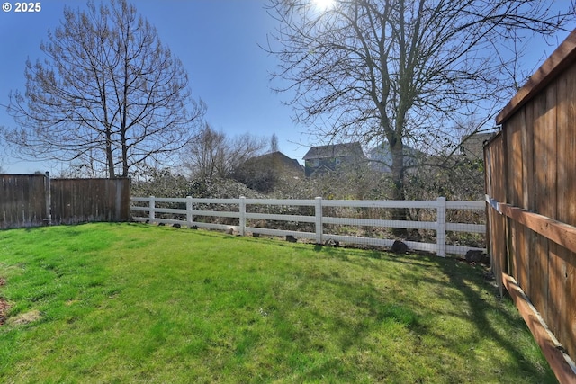 view of yard with a fenced backyard