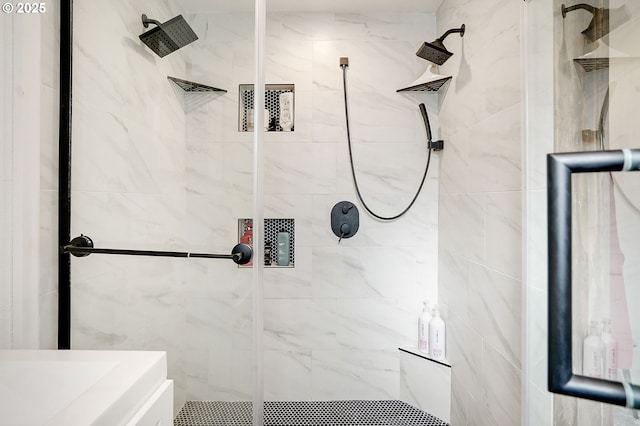 bathroom featuring a stall shower