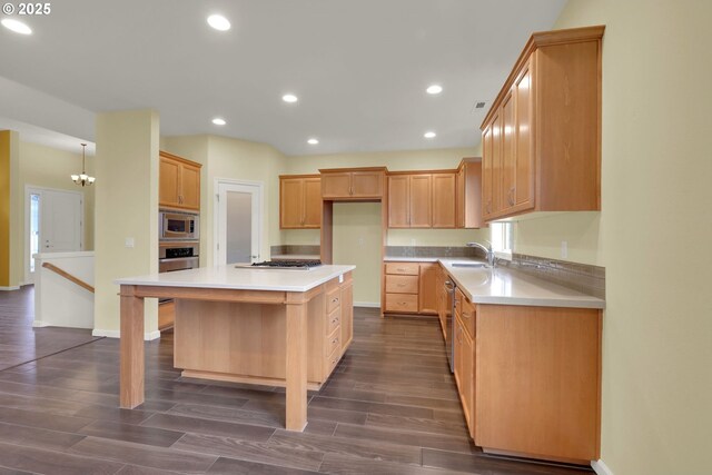 6018 Fernhill Loop, Springfield, OR 97478 - kitchen with a sink, appliances with stainless steel finishes, dark wood finished floors, light countertops, and recessed lighting