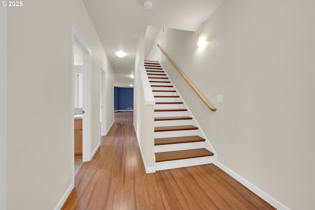 6018 Fernhill Loop, Springfield, OR 97478 - stairway with baseboards and hardwood / wood-style flooring