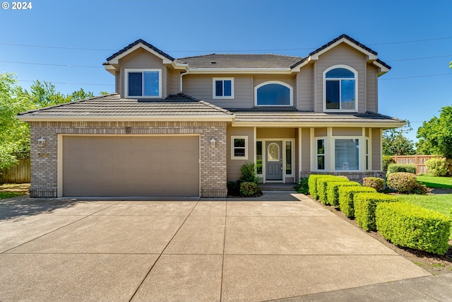 view of front of house with a garage