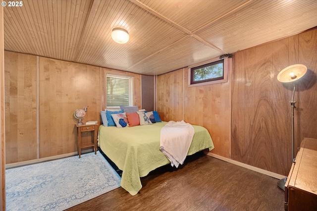 7814 N Wall Ave, Portland, OR 97203 - bedroom featuring wooden walls, wood finished floors, multiple windows, and wood ceiling