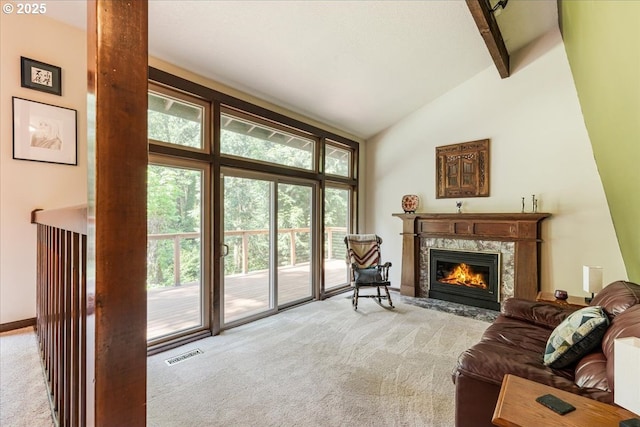 3820 Kenthorpe Way W, Linn, OR 97068 - living room featuring carpet flooring and a premium fireplace