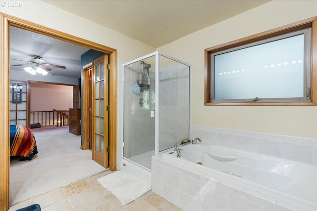 3820 Kenthorpe Way W, Linn, OR 97068 - ensuite bathroom with a stall shower, a bath, and ceiling fan