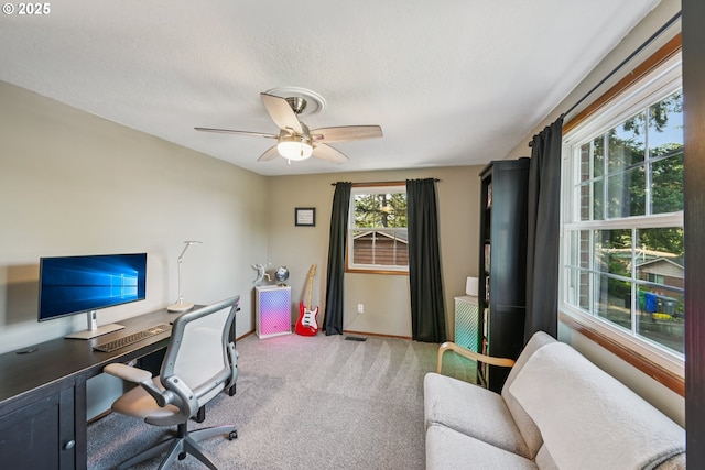 11130 SE Main St, Portland, OR 97216 - carpeted home office with ceiling fan and a textured ceiling