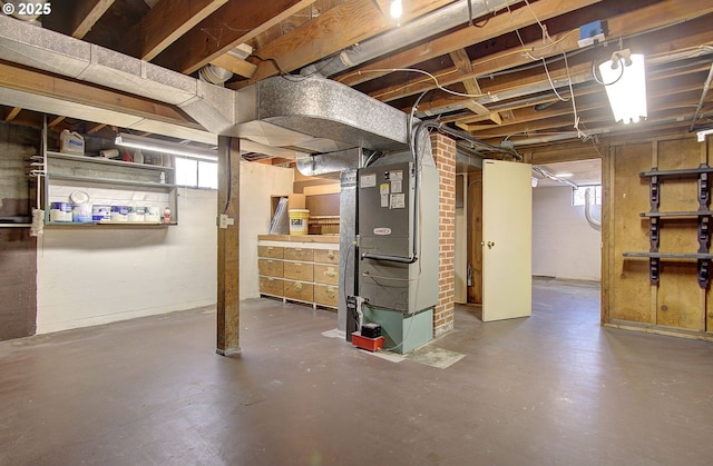 basement with heating unit